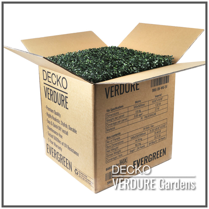 Artificial Plants Green Wall Panel | DECKO VERDURE (Box of 24 panels = 6m<sup>2</sup>) <b>choose 500x500mm panel style</b>