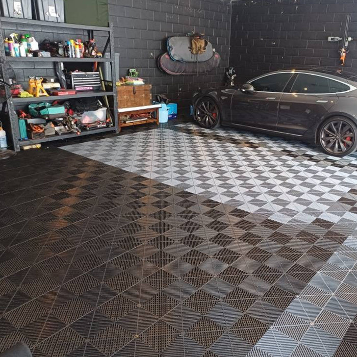 Garage Tile - Interlocking Polypropylene Flooring | DECKO <b>DURANTE</b> (400x400x18mm) - <b>Select Colour</b> - Price per box of 30