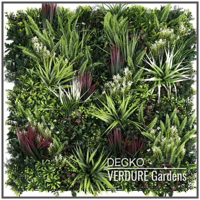 Artificial Plants Green Wall Panel - <b>TROPICAL</b> - 1000x1000mm | DECKO VERDURE (1 m<sup>2</sup> panel)
