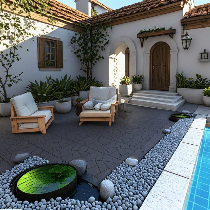 Deck Tiles - <b>GREYSTONE</b> - Interlocking PP Flooring, with Recycled Premium Polypropylene | DECKO Lite (304x304x20 mm tile)