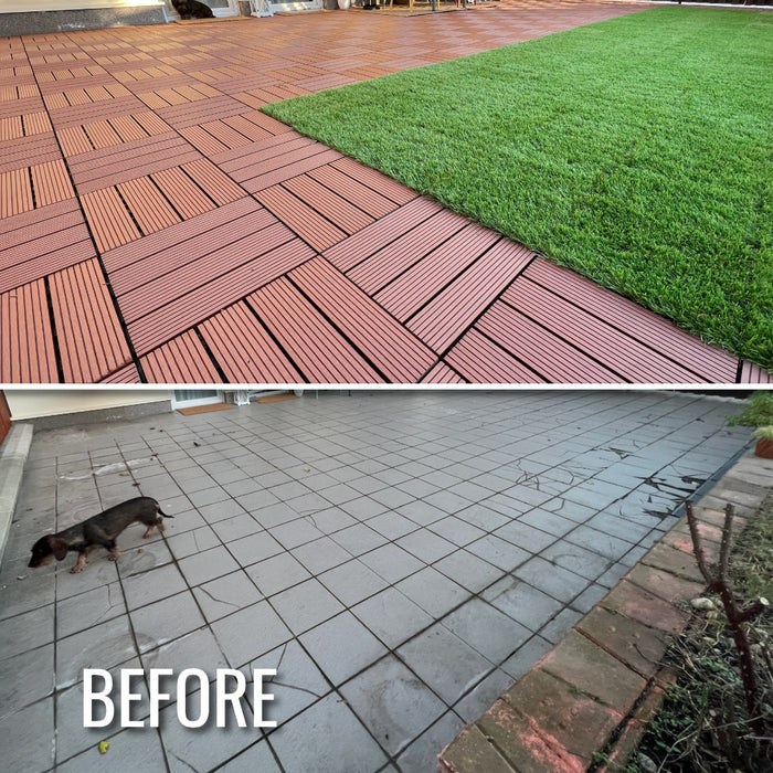 <b>Deck Tiles</b> - Premium WPC Interlocking - Box of 11 tiles = 1m<sup>2</sup> | DECKO