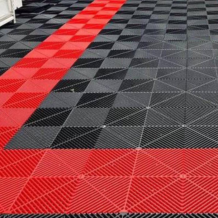 Garage Tile - <b>BLACK</b> - Interlocking Polypropylene Flooring | DECKO <b>DURANTE</b> (400x400x18 mm tile)