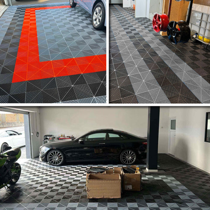 Garage Tile - <b>GREY</b> - Interlocking Polypropylene Flooring | DECKO <b>DURANTE</b> (400x400x18 mm tile)