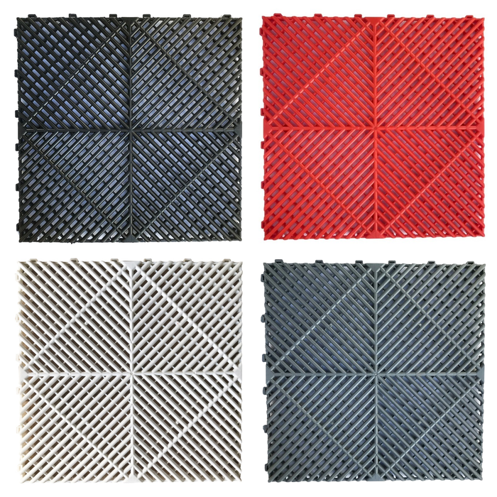Garage Tile - Interlocking Polypropylene Flooring | DECKO <b>DURANTE</b> (400x400x18mm) - <b>Select Color</b>