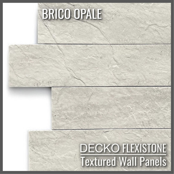DECKO Flexistone Textured Stone Wall Panels - BRICO OPALE - Box of 12 Interlocking Peel-and-Stick Panels