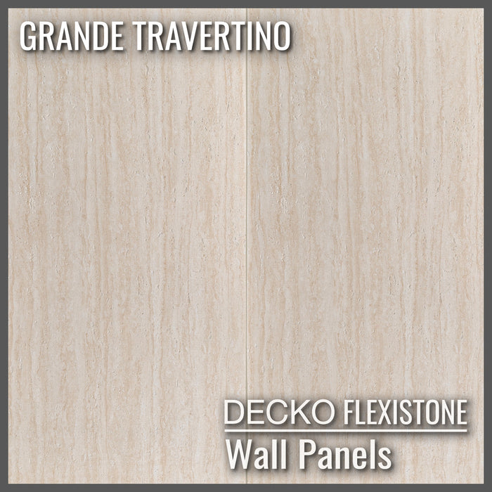 DECKO Flexistone Stone Wall Panels - <b>GRANDE TRAVERTINO</b> - Box of 6 panels (1200x600mm) <b>4.32sqm</b> coverage