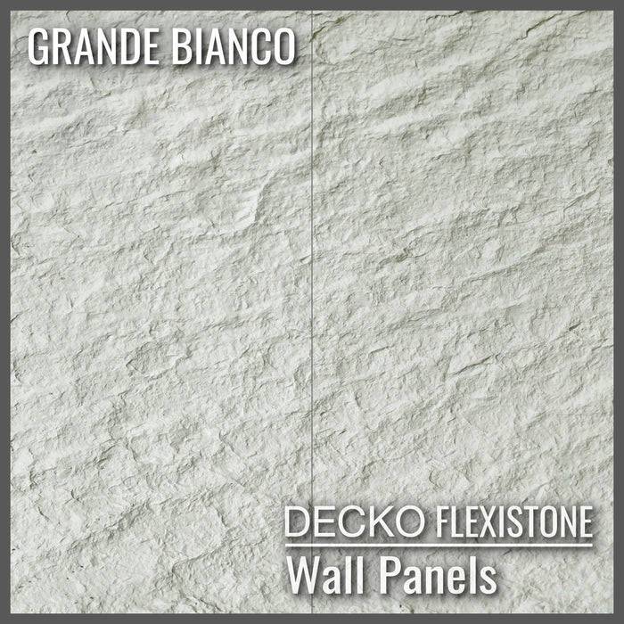 DECKO Flexistone Wall Panels - <b>GRANDE BIANCO</b> - Box of 5 serial panels (1200x600mm) <b>3.6sqm</b> coverage