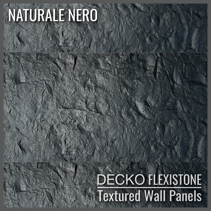 DECKO Flexistone Textured Stone Wall Panels - NATURALE NERO - Box of 10 600x300mm Panels