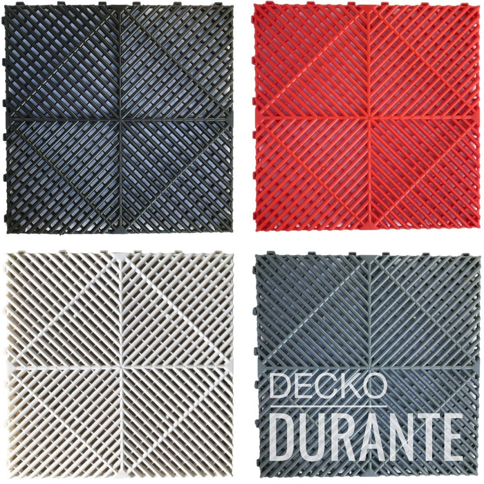 Garage Tile - Interlocking Polypropylene Flooring | DECKO <b>DURANTE</b> (400x400x18mm) - <b>Select Colour</b> - Price per box of 30
