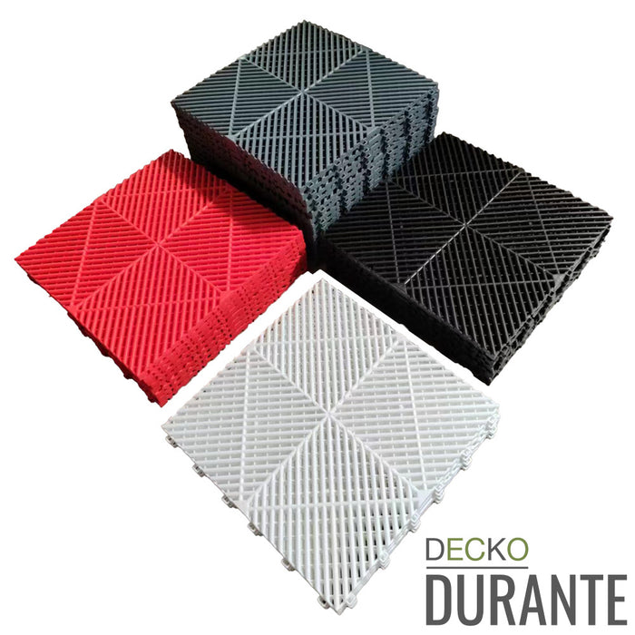 Garage Tile - Interlocking Polypropylene Flooring | DECKO <b>DURANTE</b> (400x400x18mm) - <b>Select Colour</b> - Price per box of 30