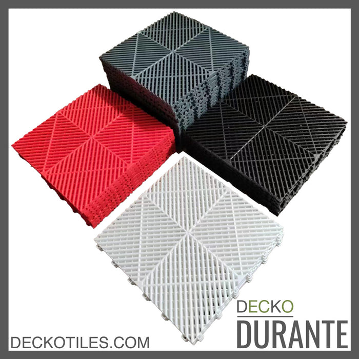 Garage Tile - Interlocking Polypropylene Flooring | DECKO <b>DURANTE</b> (400x400x18mm) - <b>Select Color</b>