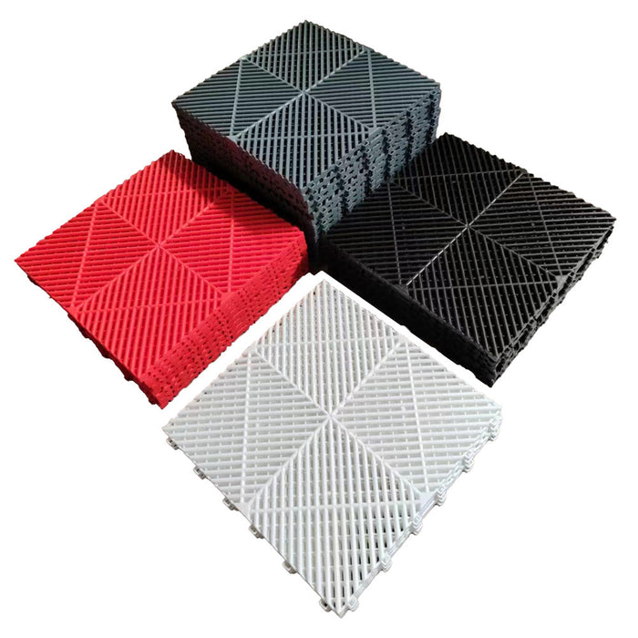 Garage Tile - Interlocking Polypropylene Flooring | DECKO <b>DURANTE</b> (400x400x18mm) - <b>Select Color</b>