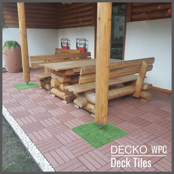 <b>Deck Tiles</b> - Premium WPC Interlocking - <b>BROWN</b> | DECKO (300x300x20mm)