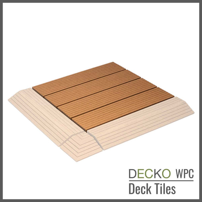 <b>Deck Tiles</b> - Premium WPC Interlocking - <b>TEAK</b> | DECKO (300x300x20mm)