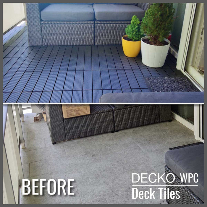 <b>Deck Tiles</b> - Premium WPC Interlocking - <b>CHARCOAL</b> | DECKO (300x300x20mm)