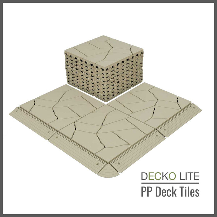 Deck Tiles - <b>BEIGESTONE</b> - Interlocking PP Flooring, with Recycled Premium Polypropylene | DECKO Lite (304x304x20 mm tile)