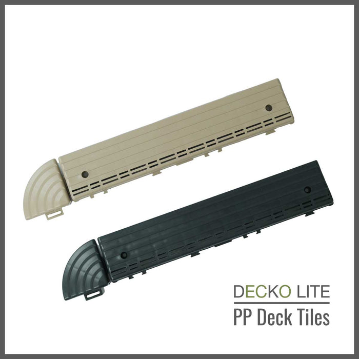 Deck Tiles <b>Corner Ramp Edge</b> for Interlocking PP Flooring | DECKO Lite (60x60x20 mm) - Premium, with Recycled Polypropylene (One Piece)