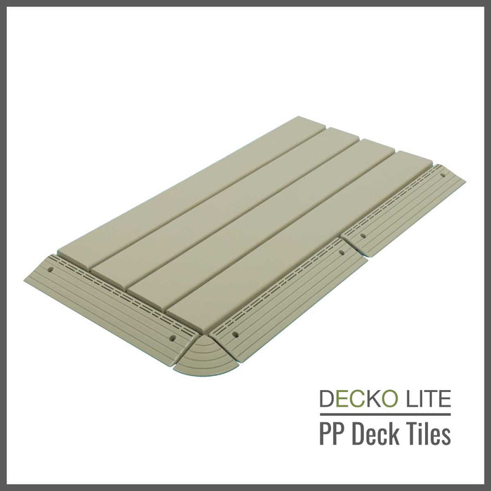 Deck Tiles - <b>BEIGESLAT</b> - Interlocking PP Flooring, with Recycled Premium Polypropylene | DECKO Lite (608x304x20 mm tile)