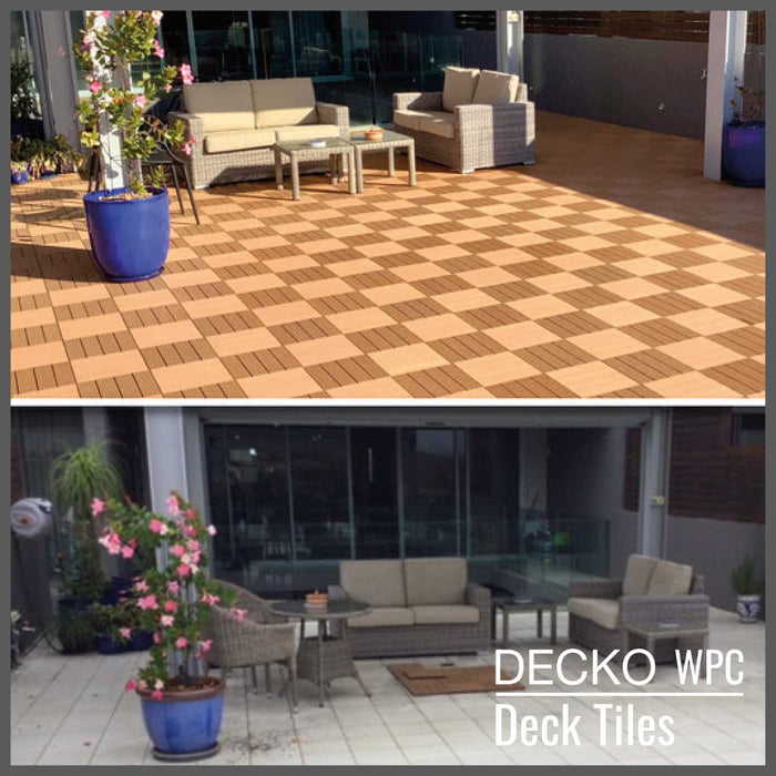 <b>Deck Tiles</b> - Premium WPC Interlocking - <b>TEAK</b> | DECKO (300x300x20mm)