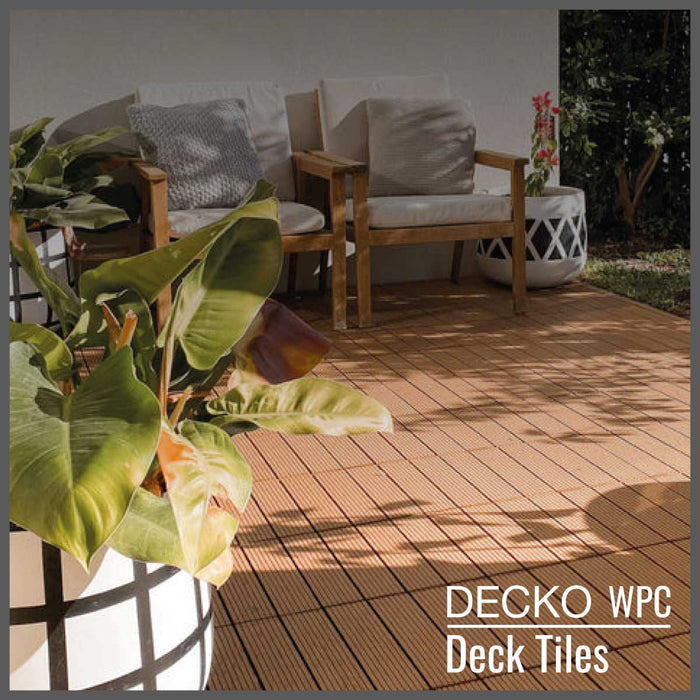 <b>Deck Tiles</b> - Premium WPC Interlocking - <b>TEAK</b> | DECKO (300x300x20mm)