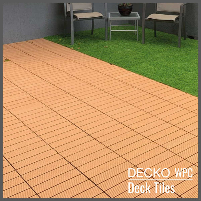 <b>Deck Tiles</b> - Premium WPC Interlocking - <b>TEAK</b> | DECKO (300x300x20mm)