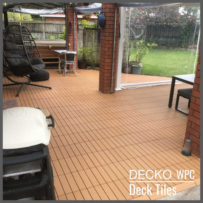 <b>Deck Tiles</b> - Premium WPC Interlocking - <b>TEAK</b> | DECKO (300x300x20mm)