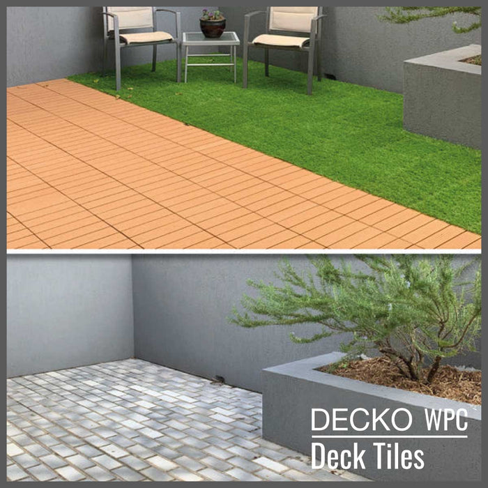 <b>Deck Tiles</b> - Premium WPC Interlocking - <b>TEAK</b> | DECKO (300x300x20mm)