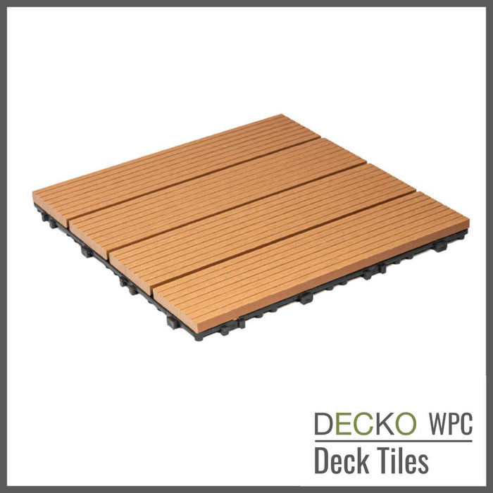 <b>Deck Tiles</b> - Premium WPC Interlocking - <b>TEAK</b> | DECKO (300x300x20mm)