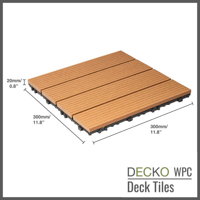 <b>Deck Tiles</b> - Premium WPC Interlocking - <b>TEAK</b> | DECKO (300x300x20mm)