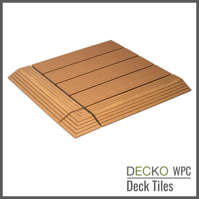 <b>Deck Tiles</b> - Premium WPC Interlocking - <b>TEAK</b> | DECKO (300x300x20mm)