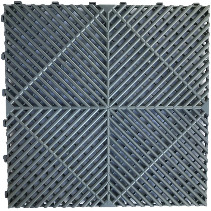 Garage Tile - <b>GREY</b> - Interlocking Polypropylene Flooring | DECKO <b>DURANTE</b> (400x400x18 mm tile)