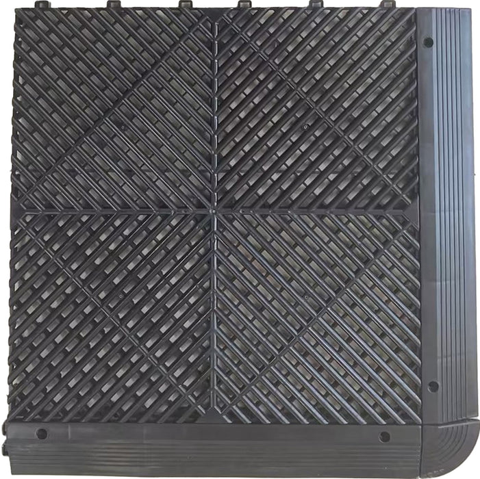 Garage Tile - <b>BLACK</b> - Interlocking Polypropylene Flooring | DECKO <b>DURANTE</b> (400x400x18 mm tile)