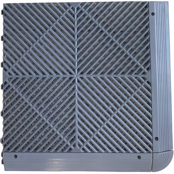 Garage Tile - <b>GREY</b> - Interlocking Polypropylene Flooring | DECKO <b>DURANTE</b> (400x400x18 mm tile)