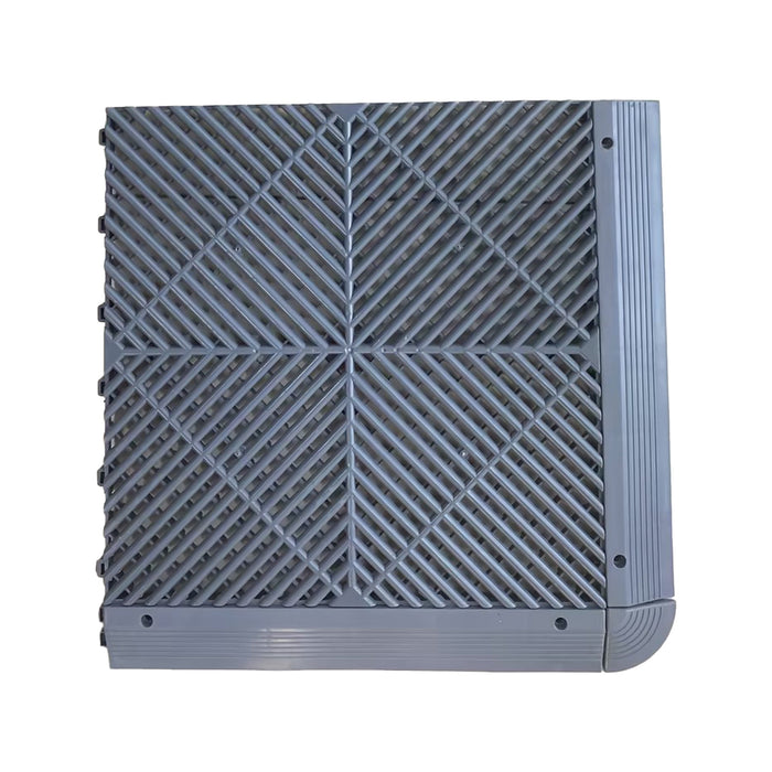 Garage Tile <b>Corner</b> for Interlocking Polypropylene Flooring | DECKO <b>DURANTE</b> (60x60x18 mm)