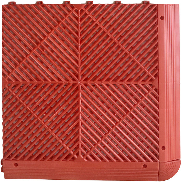Garage Tile - <b>RED</b> - Interlocking Polypropylene Flooring | DECKO <b>DURANTE</b> (400x400x18 mm tile)
