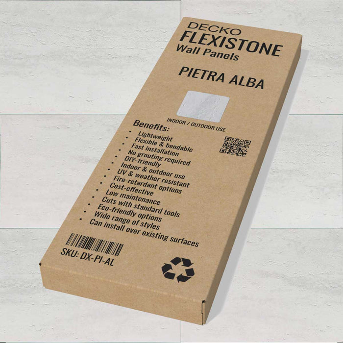 Flexible 3D Stone Wall Panels - <b>PIETRA ALBA</b> - Box of 16 panels (900x300mm) <b>4.32m<sup>2</sup></b> coverage | DECKO Flexistone