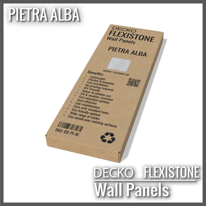 Flexible 3D Stone Wall Panels - <b>PIETRA ALBA</b> - Box of 16 panels (900x300mm) <b>4.32m<sup>2</sup></b> coverage | DECKO Flexistone