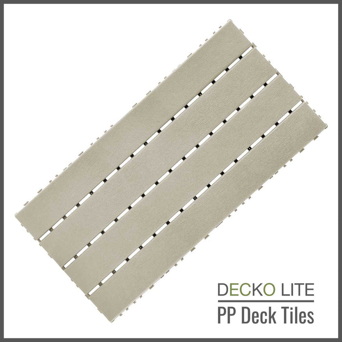 DECKO Lite PP Deck Tiles - <b>BEIGESLAT</b> - 608x304mm - Premium, 100% Recycled Polypropylene (Price/Tile)