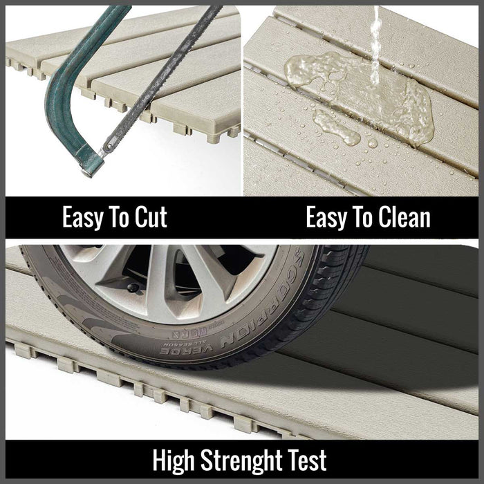 Deck Tiles - <b>BEIGESLAT</b> - Interlocking PP Flooring, with Recycled Premium Polypropylene | DECKO Lite (608x304x20 mm tile)