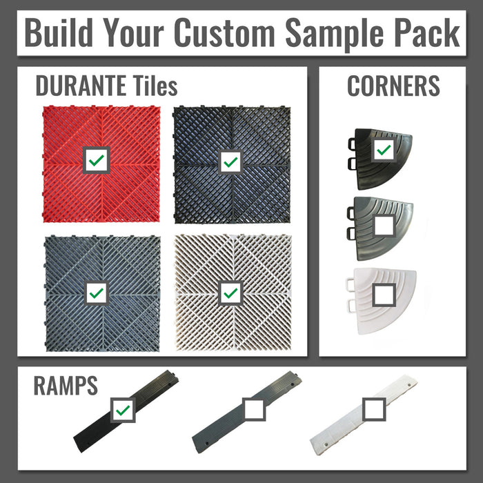 <b>Garage Tile Samples</b> - Interlocking Polypropylene Flooring - Build your Own Selection | DECKO - Fully Refundable (up to 6 items) with FREE Delivery and Return