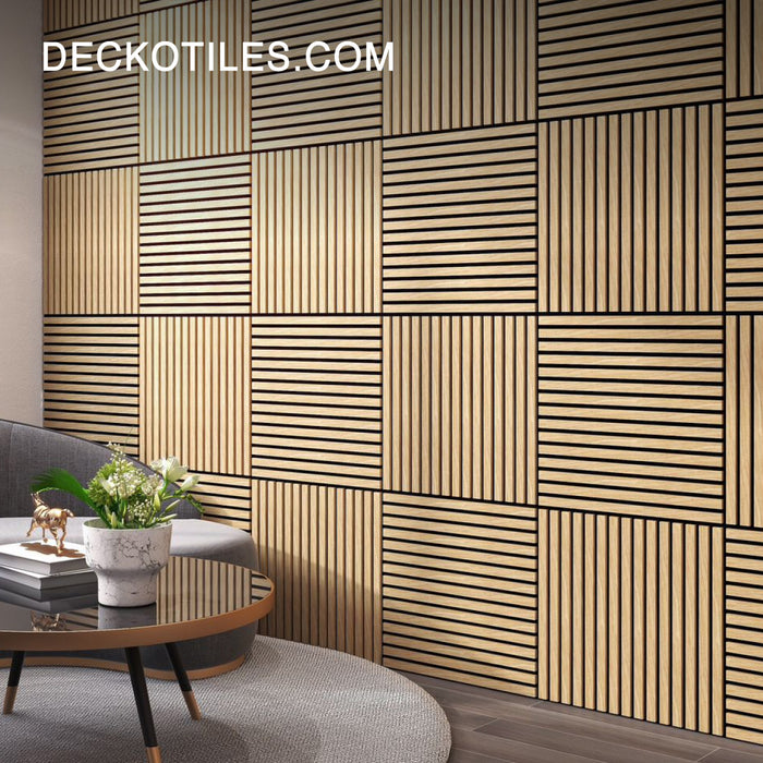 Acoustic Sound Dampening Wall Panels - <b>MAPLE Square</b> - box of 5 panels (600x600mm) <b>1.8 m<sup>2</sup></b> coverage | DECKO SOUNDSCAPE