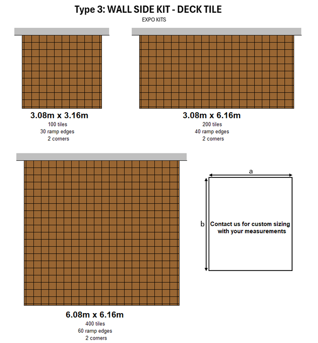 <b>Deck Tiles Expo Kits</b> - Premium WPC Interlocking - | DECKO - Choose from standard sizes or create a custom-sized order tailored to your needs!