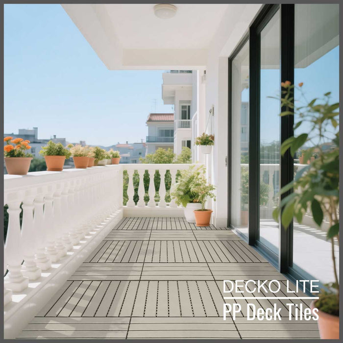 Deck Tiles - <b>BEIGESLAT</b> - Interlocking PP Flooring, with Recycled Premium Polypropylene | DECKO Lite (608x304x20 mm tile)