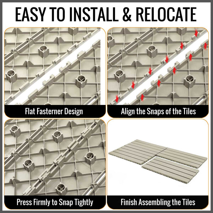 Deck Tiles - <b>BEIGESLAT</b> - Interlocking PP Flooring, with Recycled Premium Polypropylene | DECKO Lite (608x304x20 mm tile)