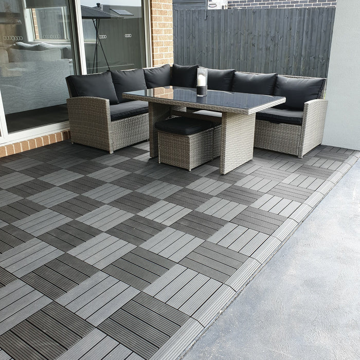 <b>Deck Tiles</b> - Premium WPC Interlocking - Box of 11 tiles = 1m<sup>2</sup> | DECKO
