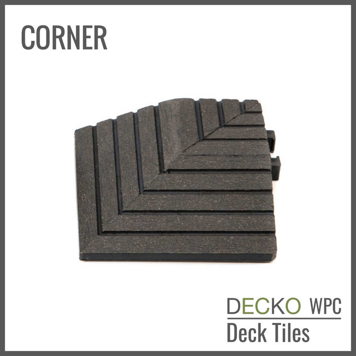 Deck Tile <b>Corner Ramp Edge</b> - for Premium WPC Interlocking Tiles | DECKO (80x80x20mm)