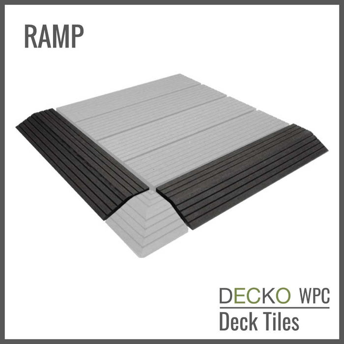 Deck Tile <b>Ramp Edge</b> - for Premium WPC Interlocking Tiles | DECKO (300x80x20mm)