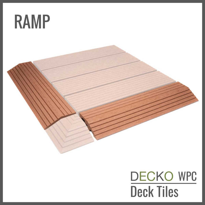 Deck Tile <b>Ramp Edge</b> - for Premium WPC Interlocking Tiles | DECKO (300x80x20mm)