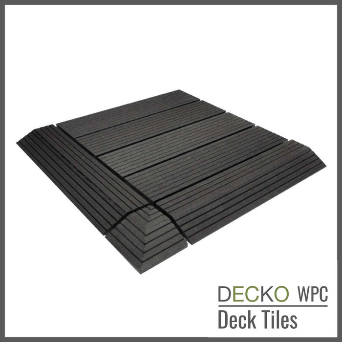 Deck Tile <b>Corner Ramp Edge</b> - for Premium WPC Interlocking Tiles | DECKO (80x80x20mm)