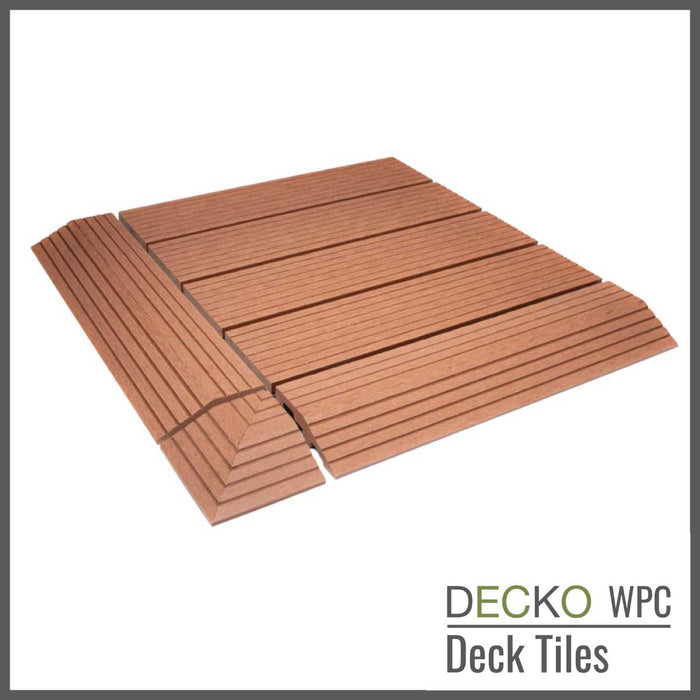 Deck Tile <b>Corner Ramp Edge</b> - for Premium WPC Interlocking Tiles | DECKO (80x80x20mm)